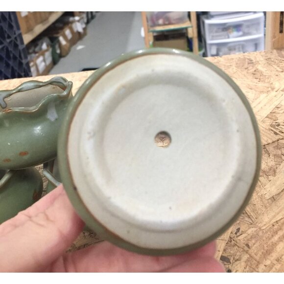 Cute Set of Olive Mini Planters / Flower Pots - Simple Scalloped Edge - Set of 6 - Picture 3 of 8